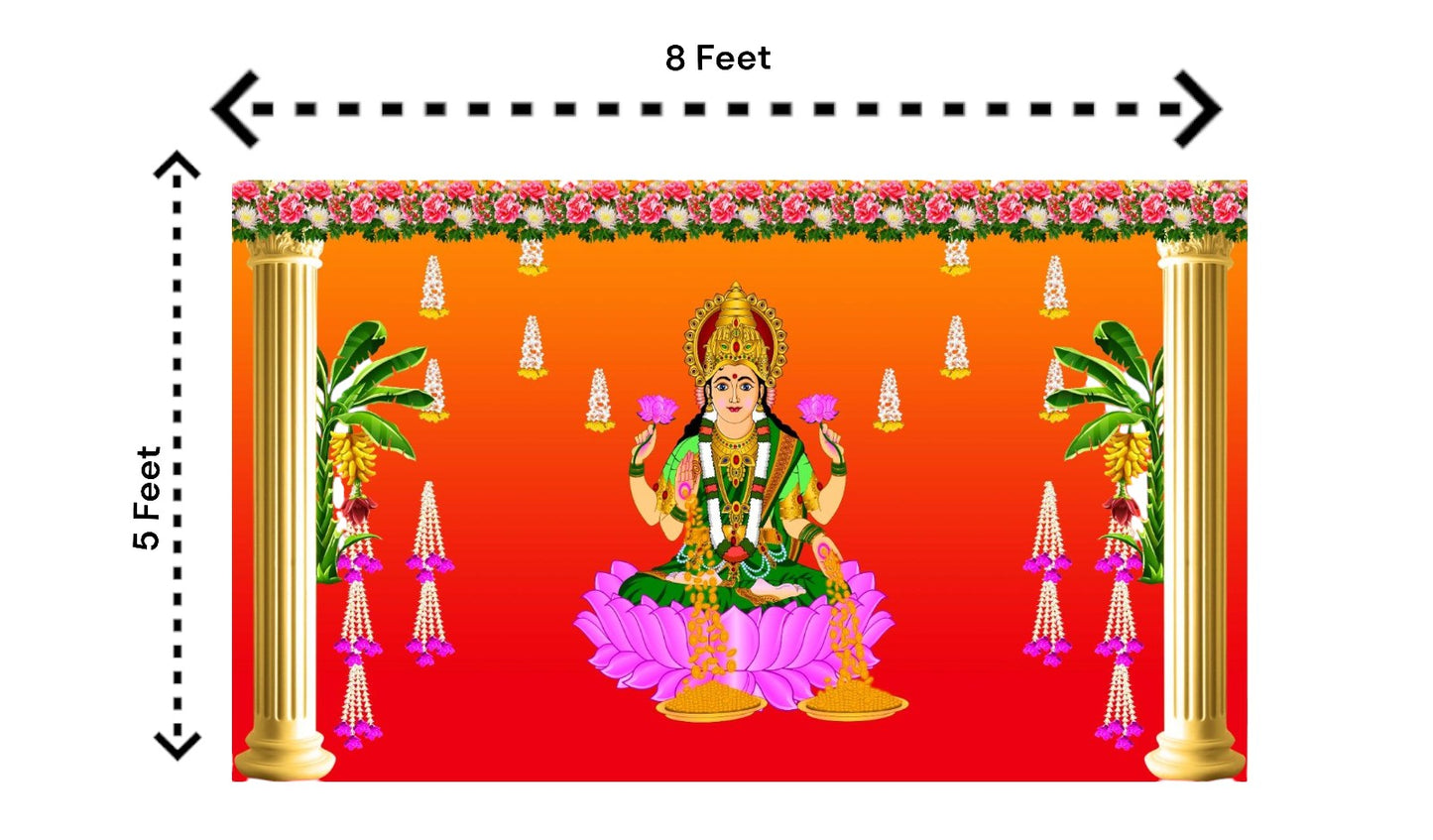 5x8 Feet Fabric Reusable Backdrop Banner for Diwali/Laxmi Pooja