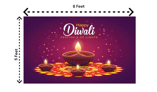 5x8 Feet Happy Diwali Fabric Backdrop Banner