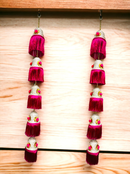 Cone Shape & Fringe Lari, Set of 2