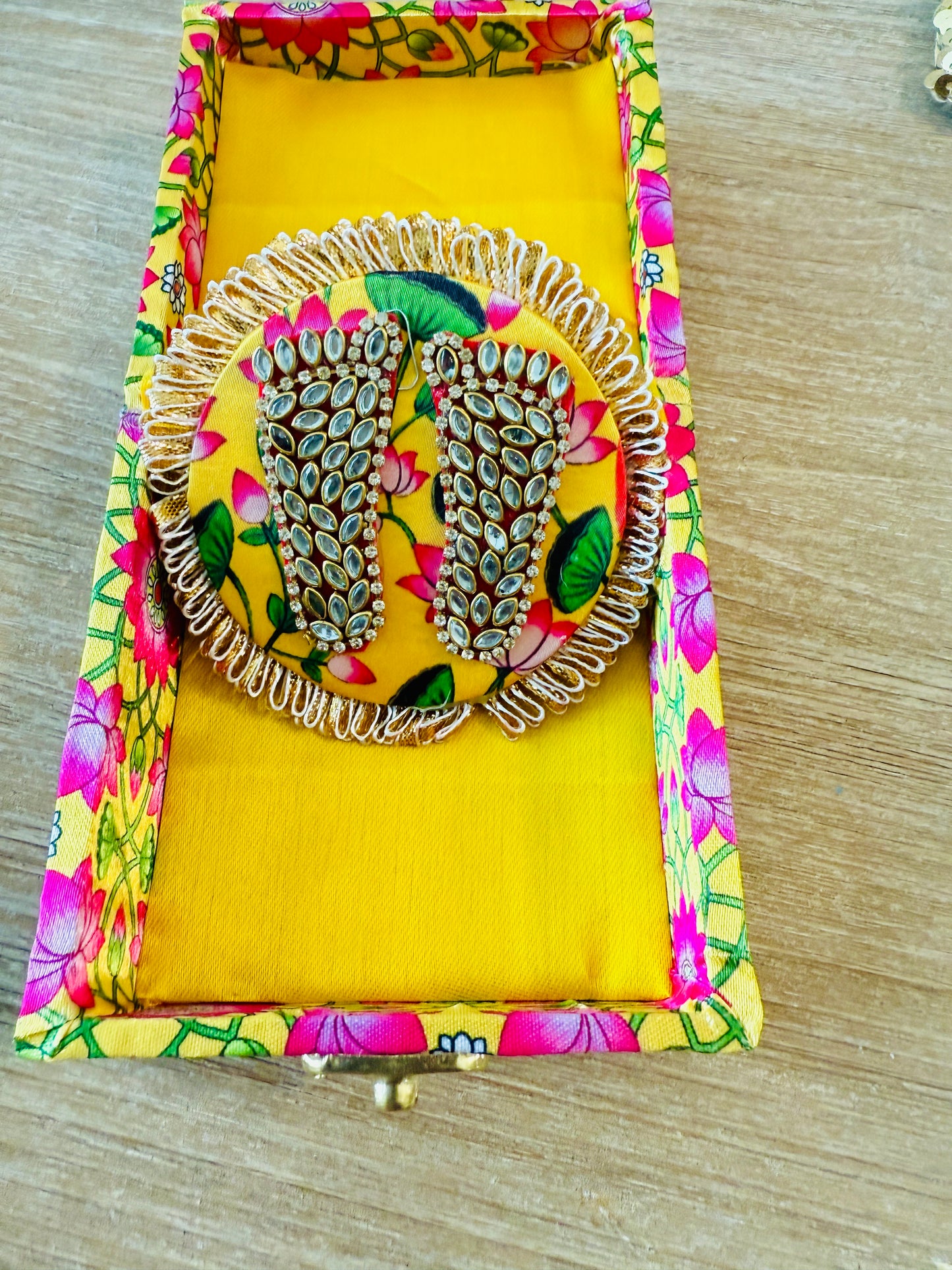 Ghungroo Akhand Diya & Laxmi Charan in Lotus Print Gift Box