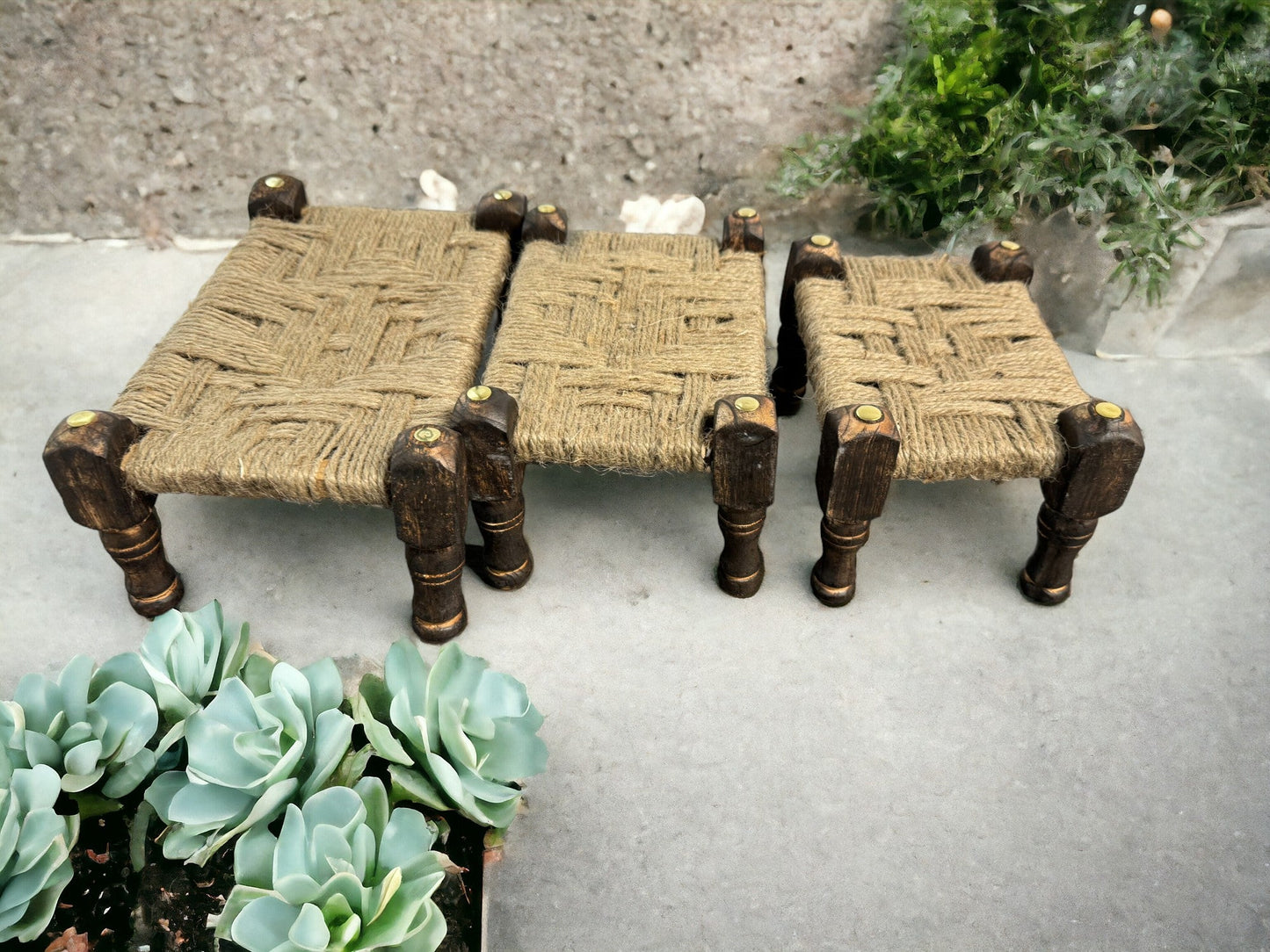 Wooden Jute Khaat / Manji, Set of 3