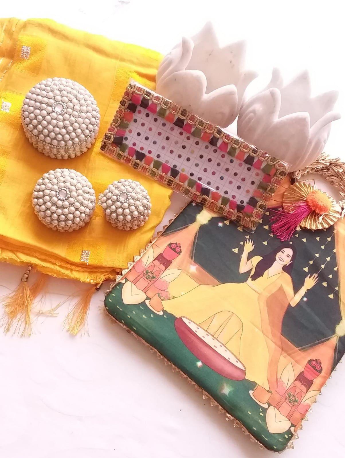 Ethnic Gift Combo – Bag, Dupatta, Moti Dabbi & Bindi