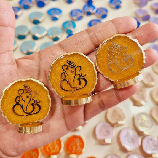 Resin Ganesha in Agate Texture - Set of 5 - Perfect Return Gifts for Ganesh Chathurthi/Diwali/Puja