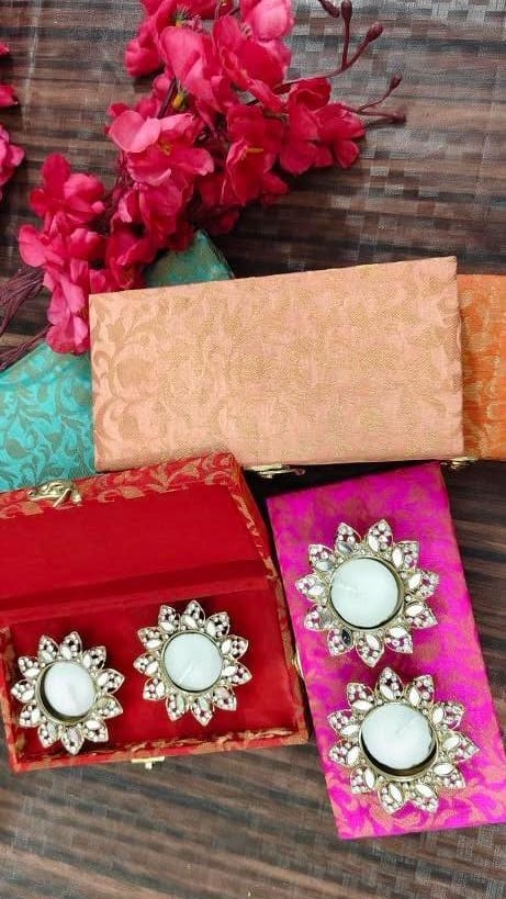 Crystal Diya Set of 2 - Beautiful Return Gifts for Any Occasion - Diwali Gifts