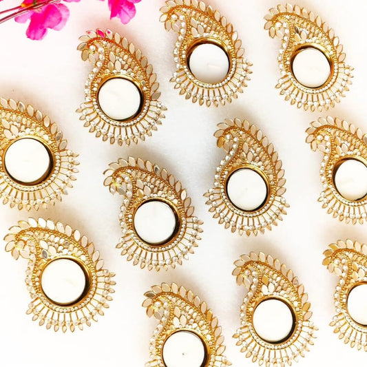 Koyari Shaped Mirror Diyas/ T-Light Holder - Set of 2