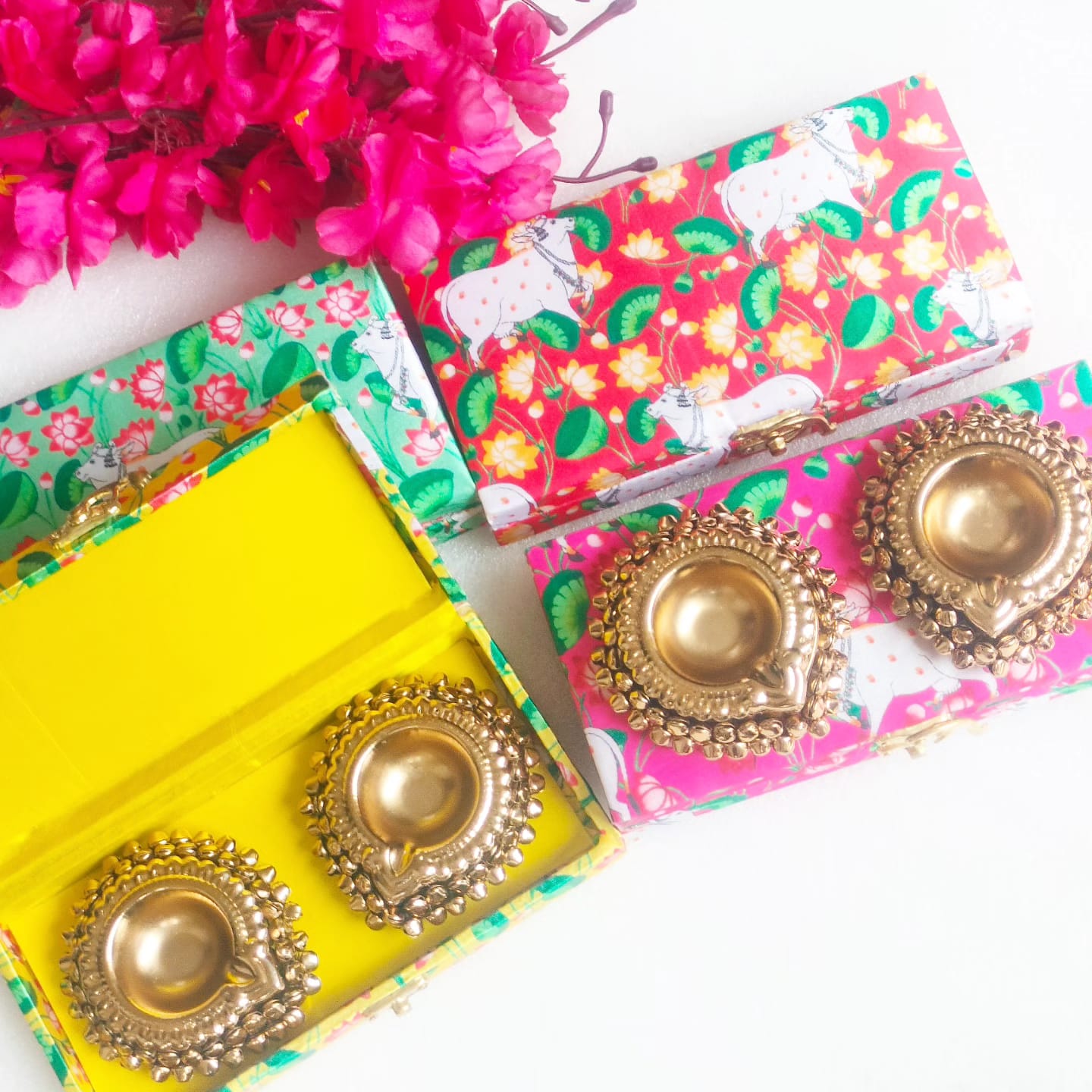 Ghunghroo Diya/T- Light. Holders Set of 2 - Beautiful Return Gifts for Any Occasion - Diwali Gifts