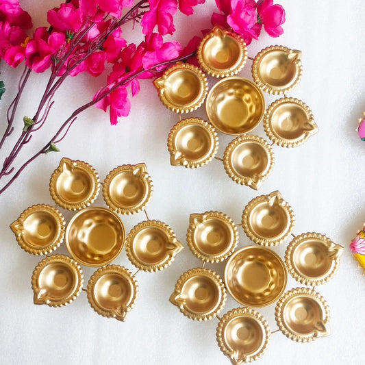 6 Inch Diya Urli with Tissue Potli Combo - Return Gifts for Housewarming, Diwali or Puja