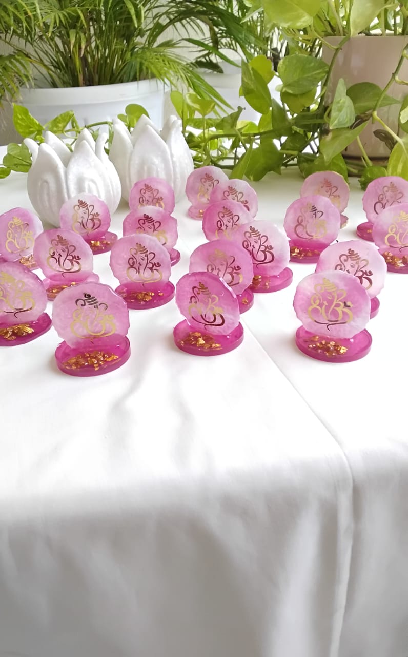 Combo of Diya, Resin Ganesha & Bag - Perfect Giveaway for Wedding, Mehendi, Karwachauth