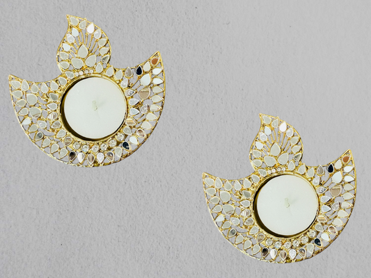 Mirrorwork Diya/T-Light Holder - Set of 2 - Return Gifts for Housewarming/Diwali/Puja