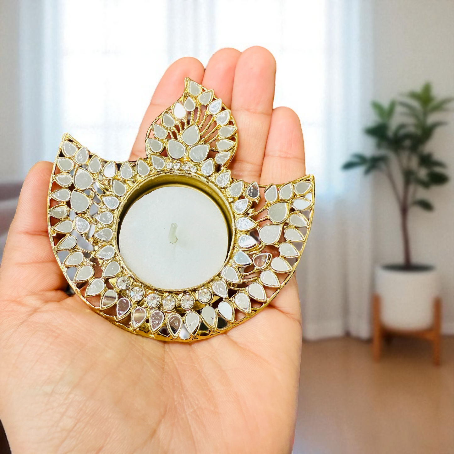 Mirrorwork Diya/T-Light Holder - Return Gifts for Housewarming/Diwali/Puja