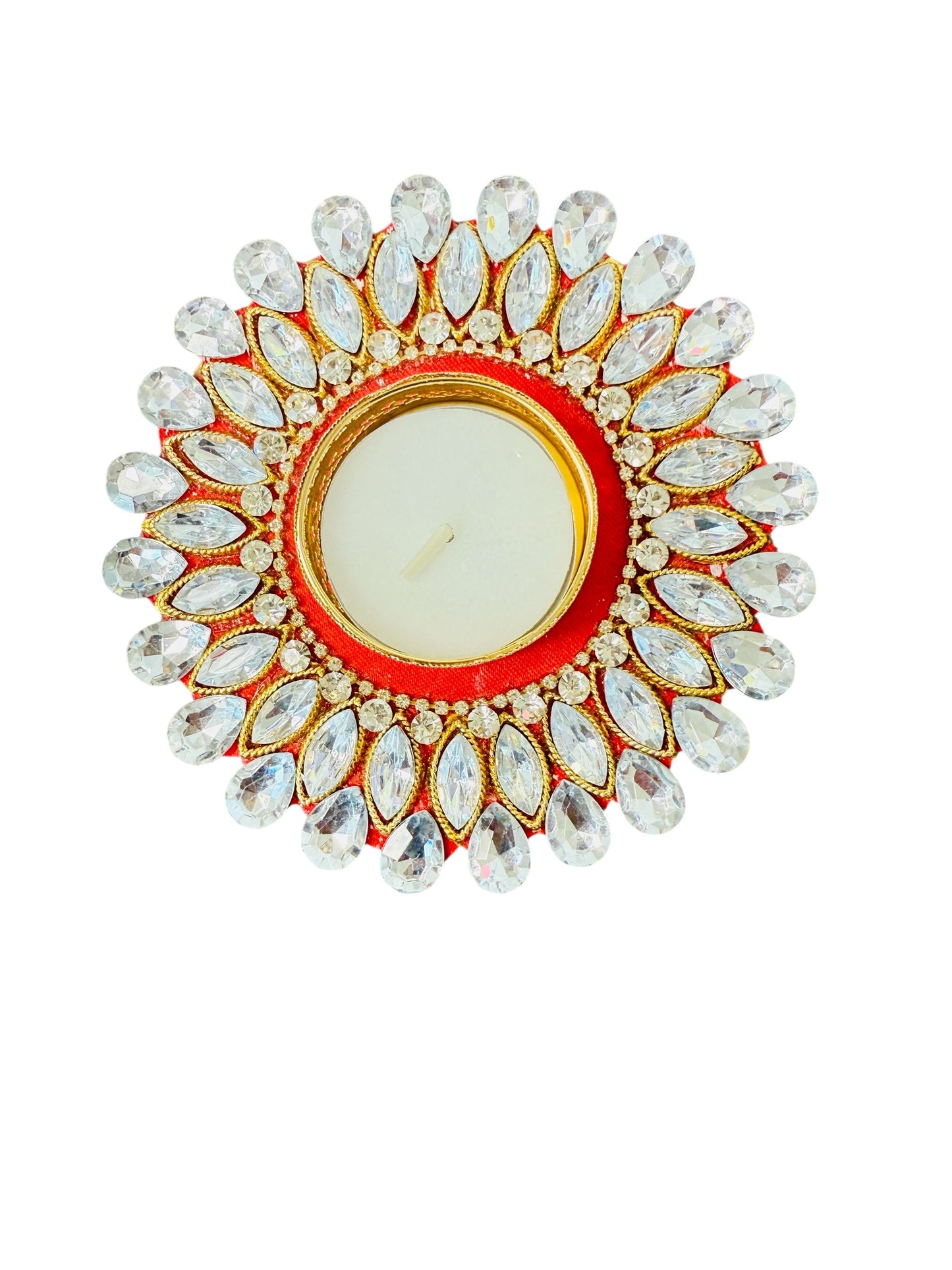 Set of 4 Kundan T-Light Holders - Affordable Return Gift for Housewarming/Diwali