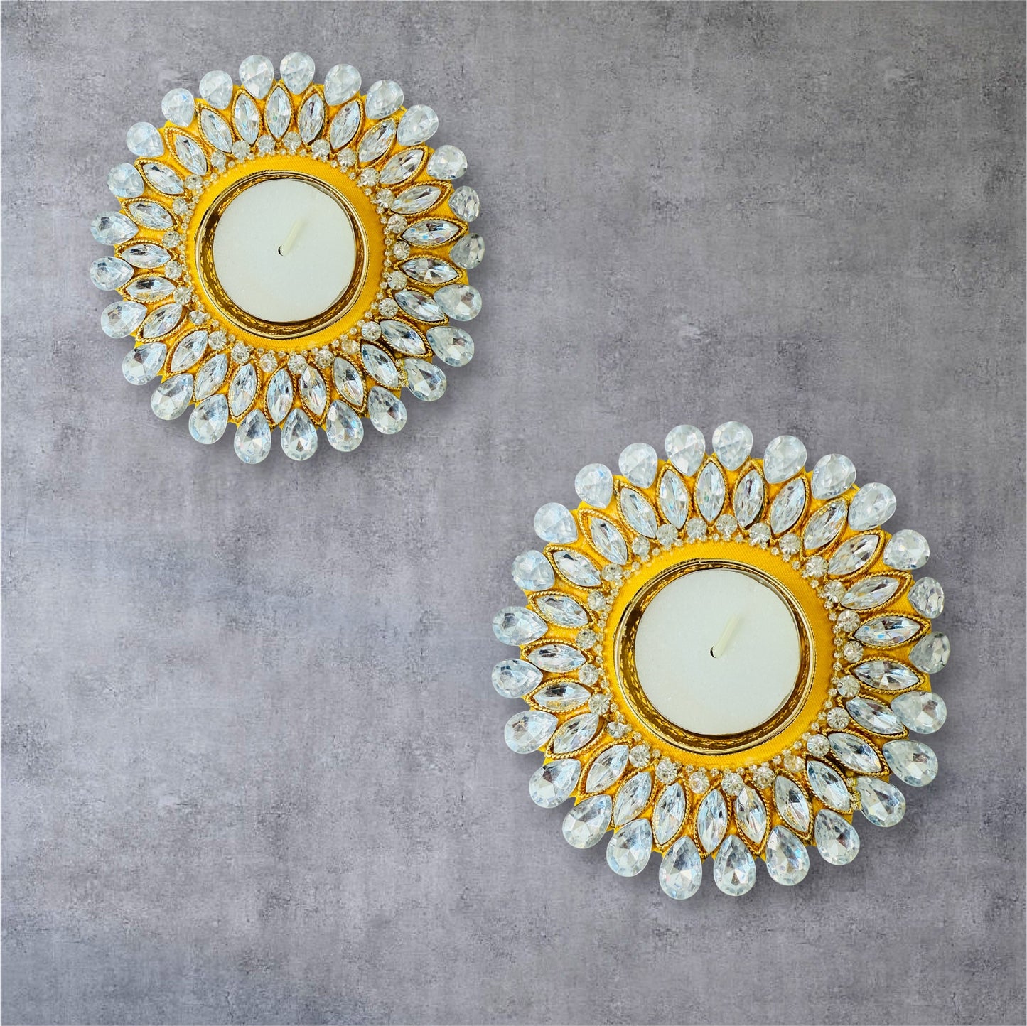 Set of 4 Kundan T-Light Holders - Affordable Return Gift for Housewarming/Diwali
