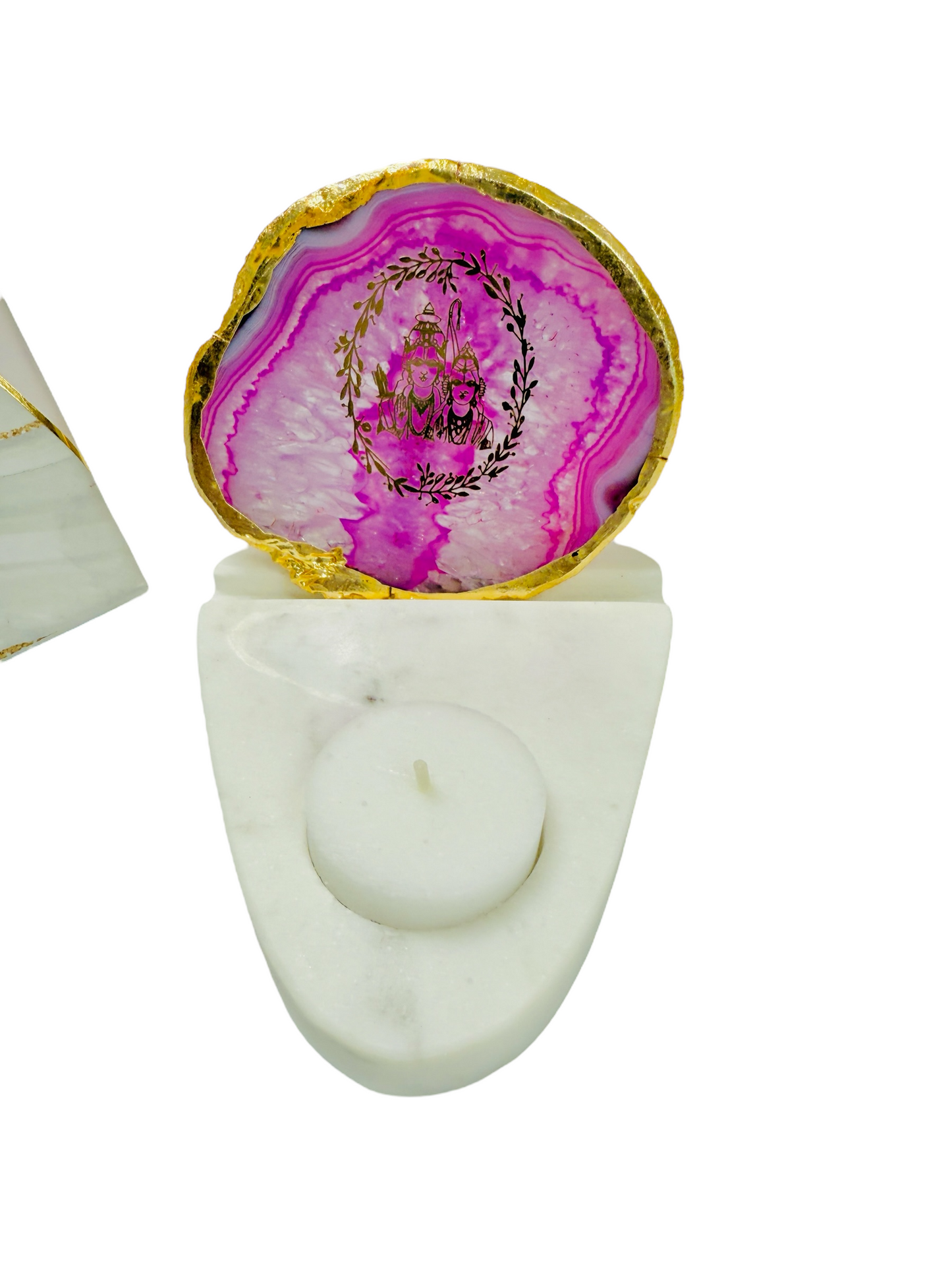 Ram Sita Ji Agate with Marble T Light Holder - Housewarming/Host Gift /Diwali Gift