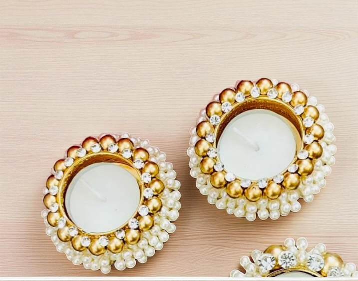 Pearl Floating Diya/ T-Light Holder Set of 2 - Beautiful Return Gifts for Any Occasion - Diwali Gifts