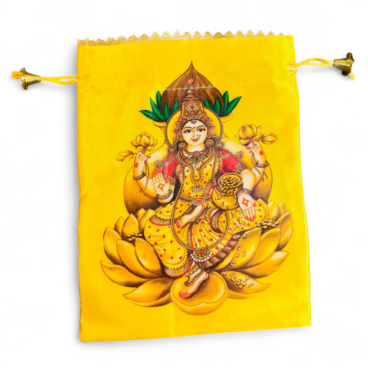 Laxmi Print Silk Potli Bags, Set of 5