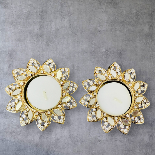 Crystal Diya Set of 2 - Beautiful Return Gifts for Any Occasion - Diwali Gifts