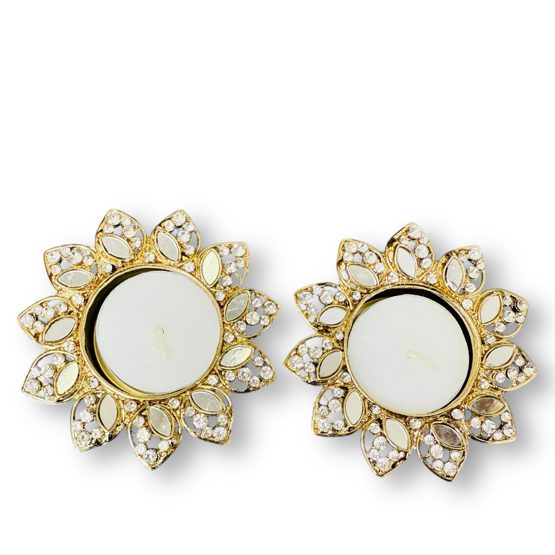 Crystal Diya Set of 2 - Beautiful Return Gifts for Any Occasion - Diwali Gifts