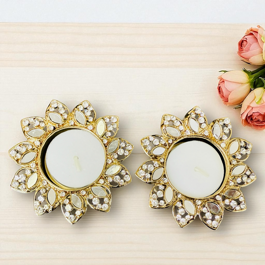 Crystal Diya Set of 2 - Beautiful Return Gifts for Any Occasion - Diwali Gifts