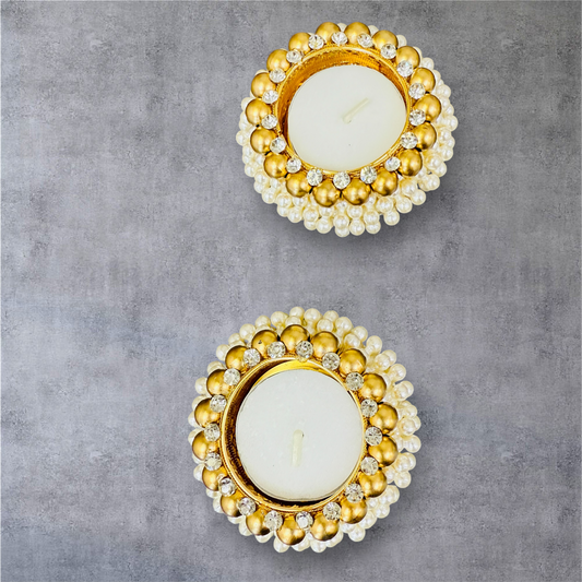 Pearl Floating Diya/ T-Light Holder Set of 2 - Beautiful Return Gifts for Any Occasion - Diwali Gifts