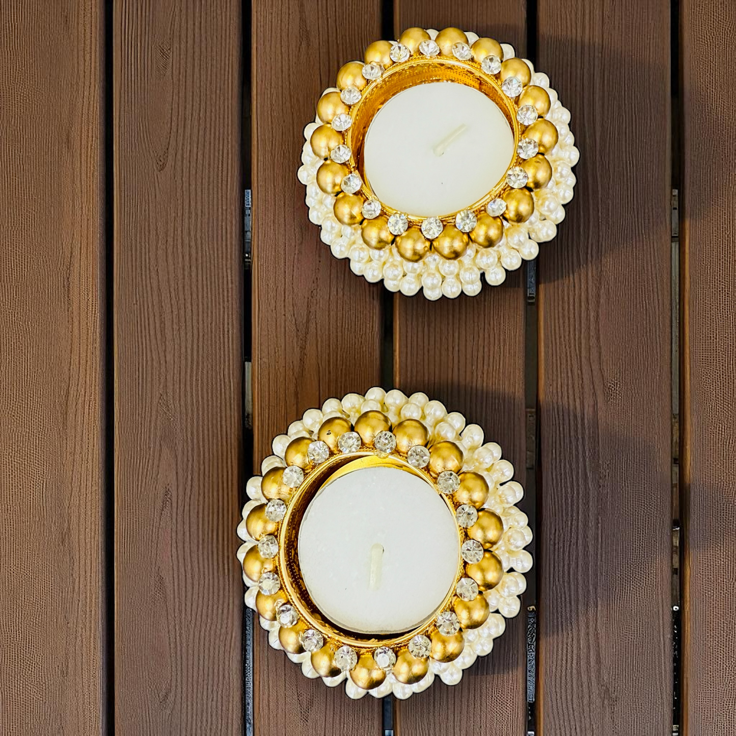 Pearl Floating Diya/ T-Light Holder Set of 2 - Beautiful Return Gifts for Any Occasion - Diwali Gifts