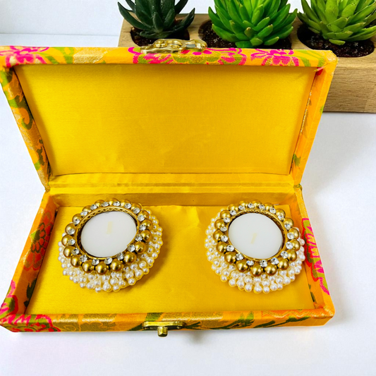 Pearl Floating Diya/ T-Light Holder Set of 2 - Beautiful Return Gifts for Any Occasion - Diwali Gifts
