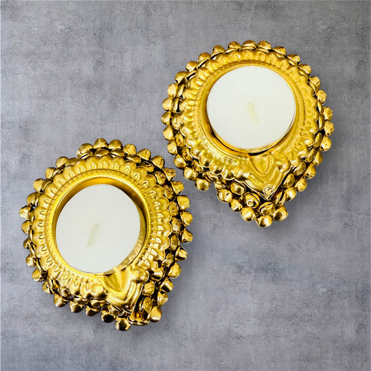 Ghunghroo Diya/T- Light. Holders Set of 2 - Beautiful Return Gifts for Any Occasion - Diwali Gifts