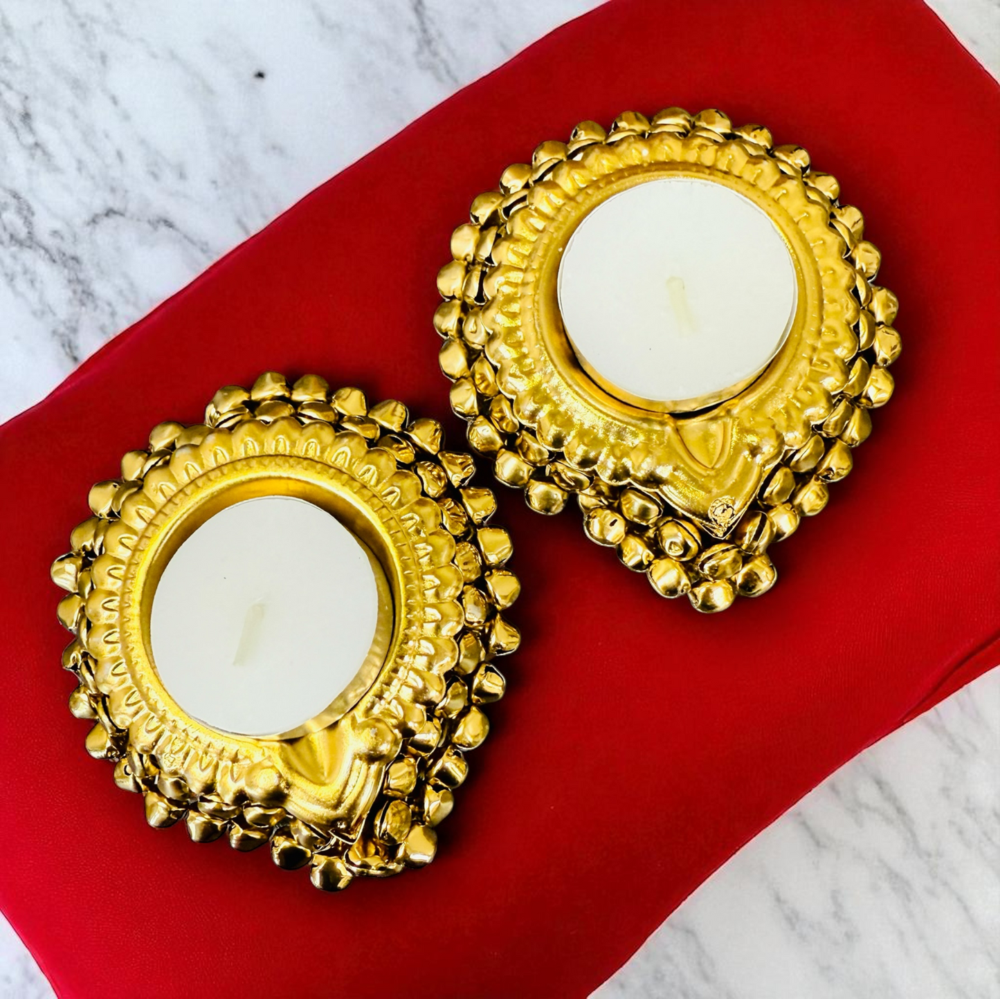 Ghunghroo Diya/T- Light. Holders Set of 2 - Beautiful Return Gifts for Any Occasion - Diwali Gifts