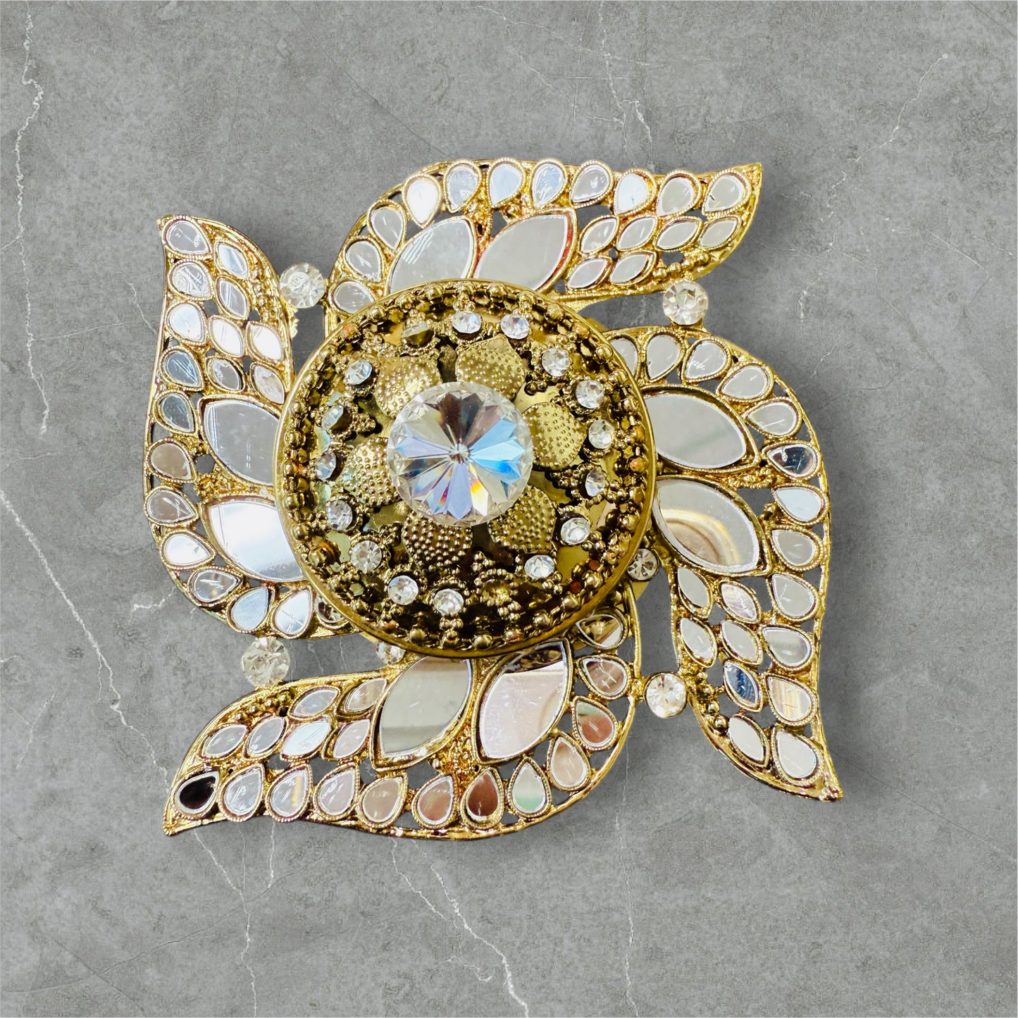 Handmade Designer Swastik Shaped Kundan Dibbies/Sindoor Daani/Trinket Box