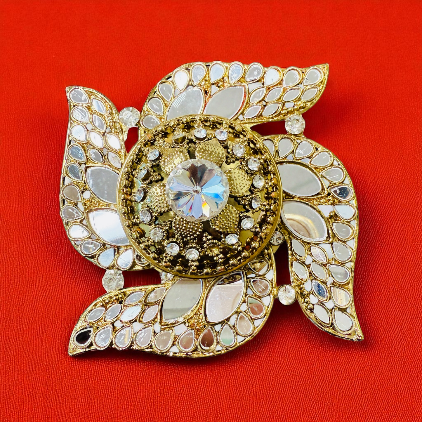 Handmade Designer Swastik Shaped Kundan Dibbies/Sindoor Daani/Trinket Box