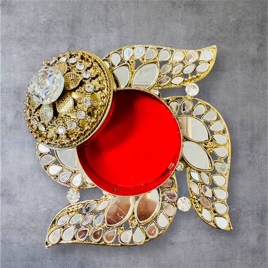 Handmade Designer Swastik Shaped Kundan Dibbies/Sindoor Daani/Trinket Box