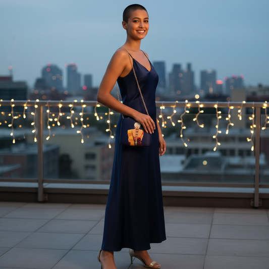 Lady in Saree with Traditional Hairdo Printed Clutch