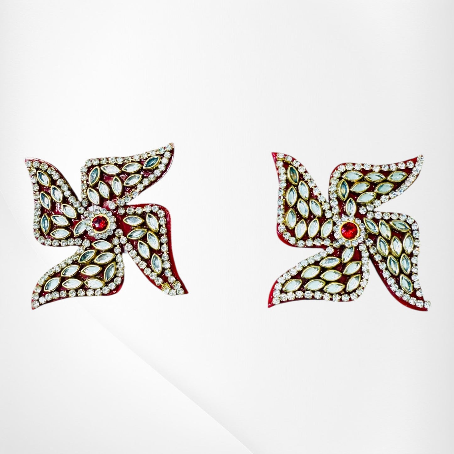 Set of Kundan Laxmi Charan & Pair of Swatik for Diwali Pooja