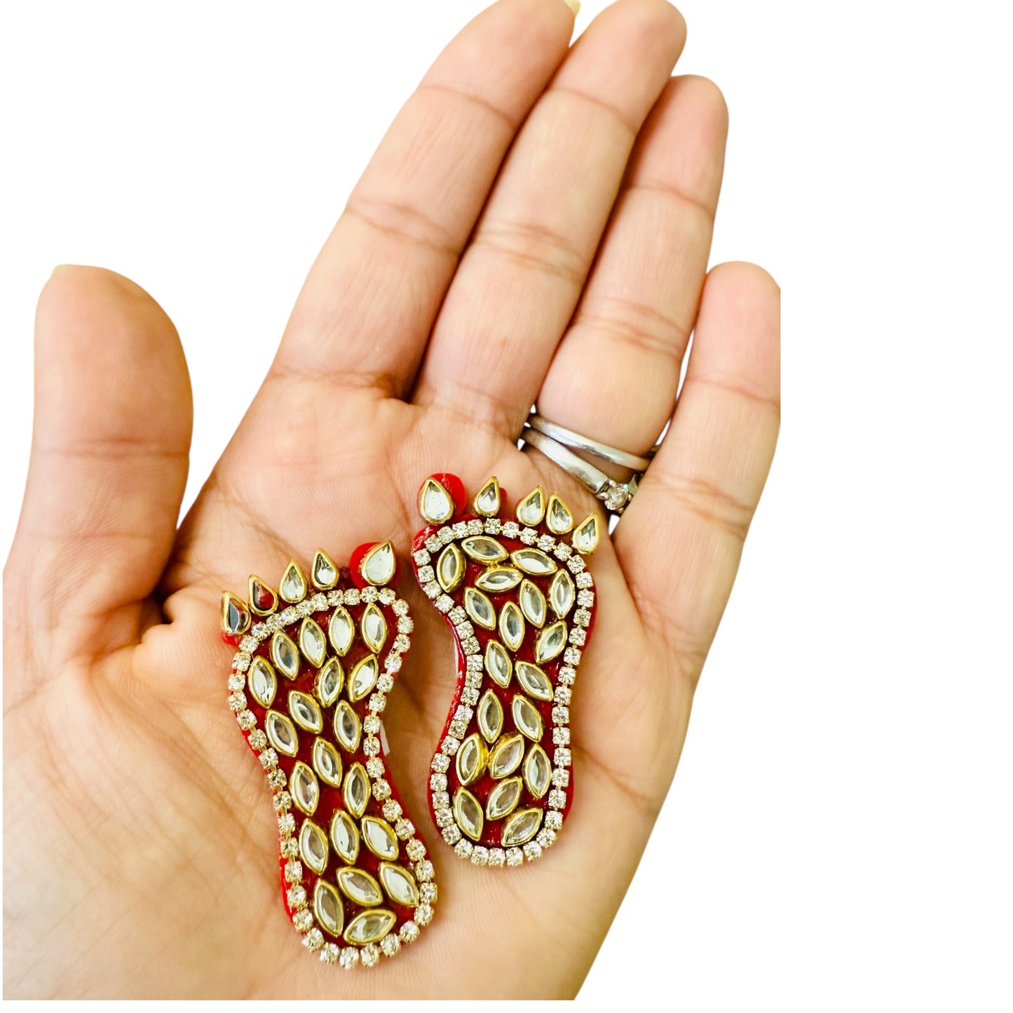 Set of Kundan Laxmi Charan & Pair of Swatik for Diwali Pooja