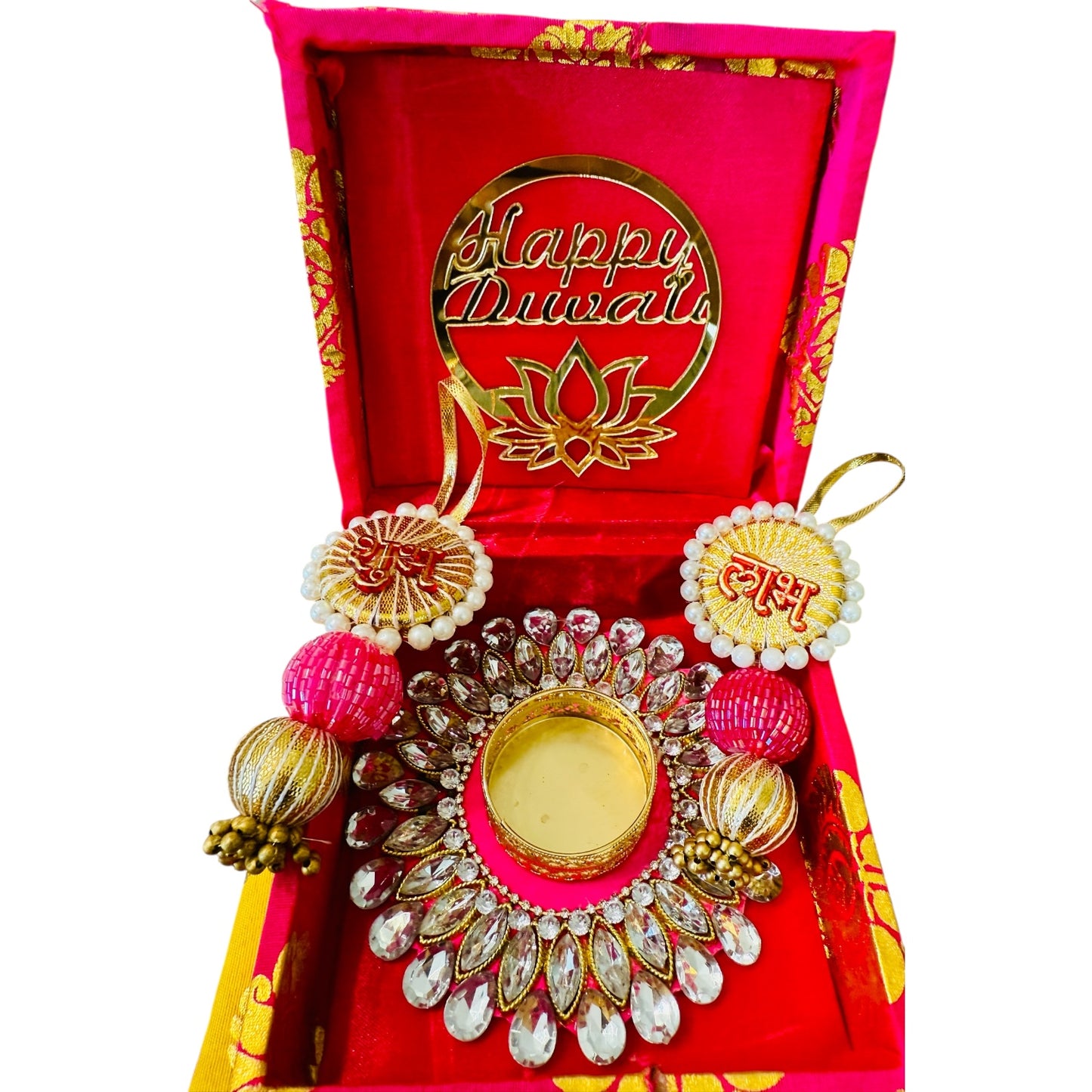 Ready-to-Gift Combos - Shubh Labh & Diyas in Gift Box & Happy Diwali Decal