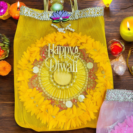 Rangoli Mat with Tissue Bag & Happy Diwali Cutout - Ready to Gift Diwali Gift
