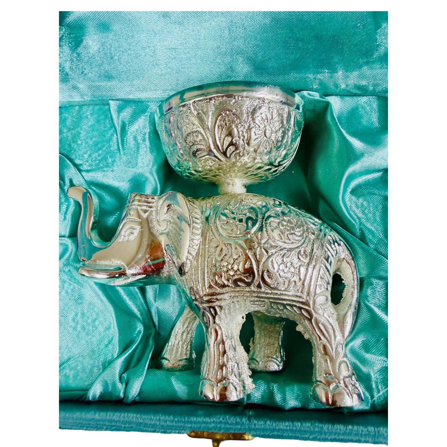 German Silver Elephant Jyot Diya in Gift Box