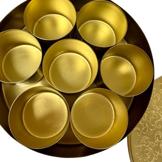 8 Inch Metal Masala Box/Indian Spice Box with 7 Bowl Inserts
