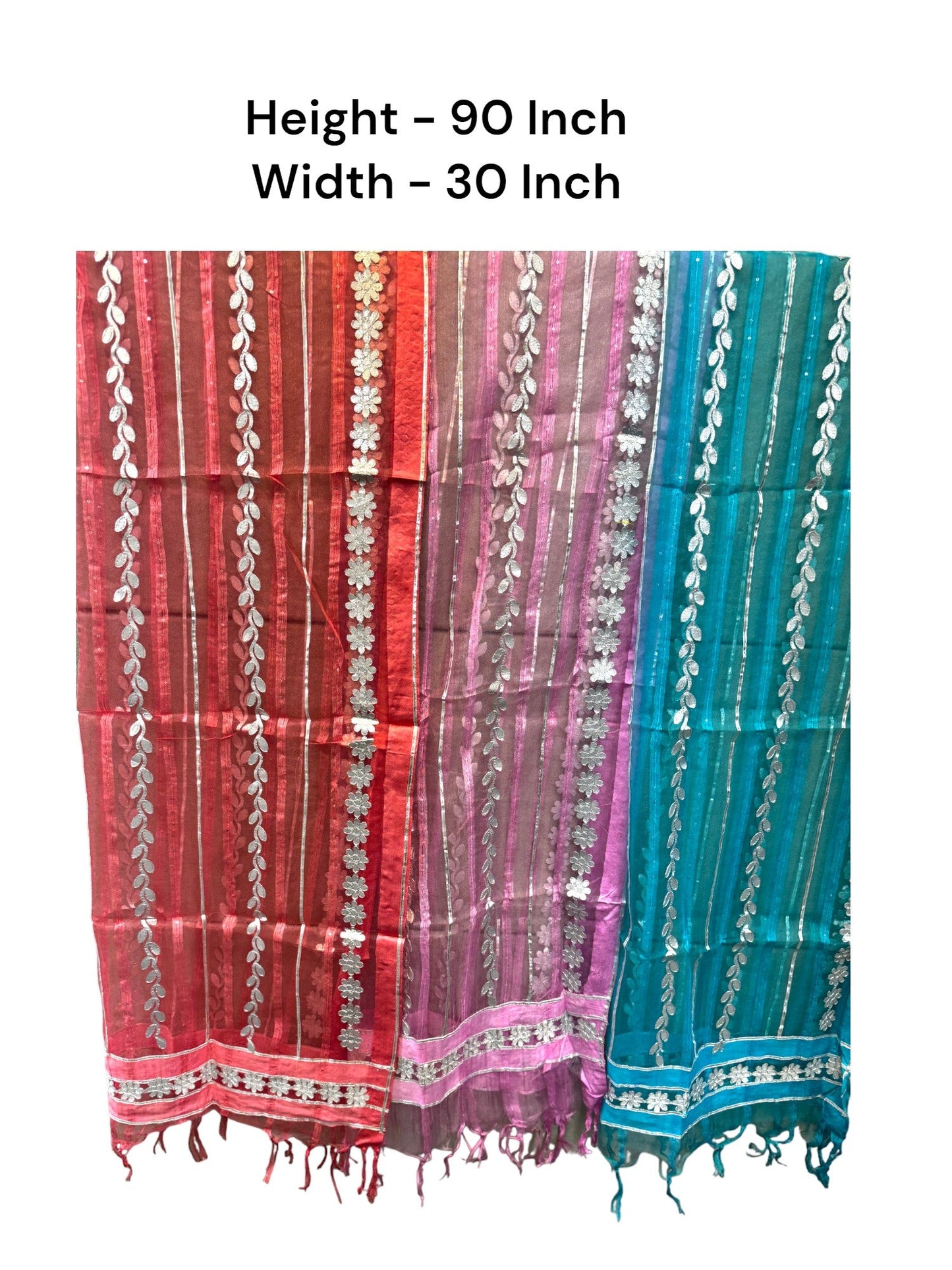 Dupatta with Silver Gota Work