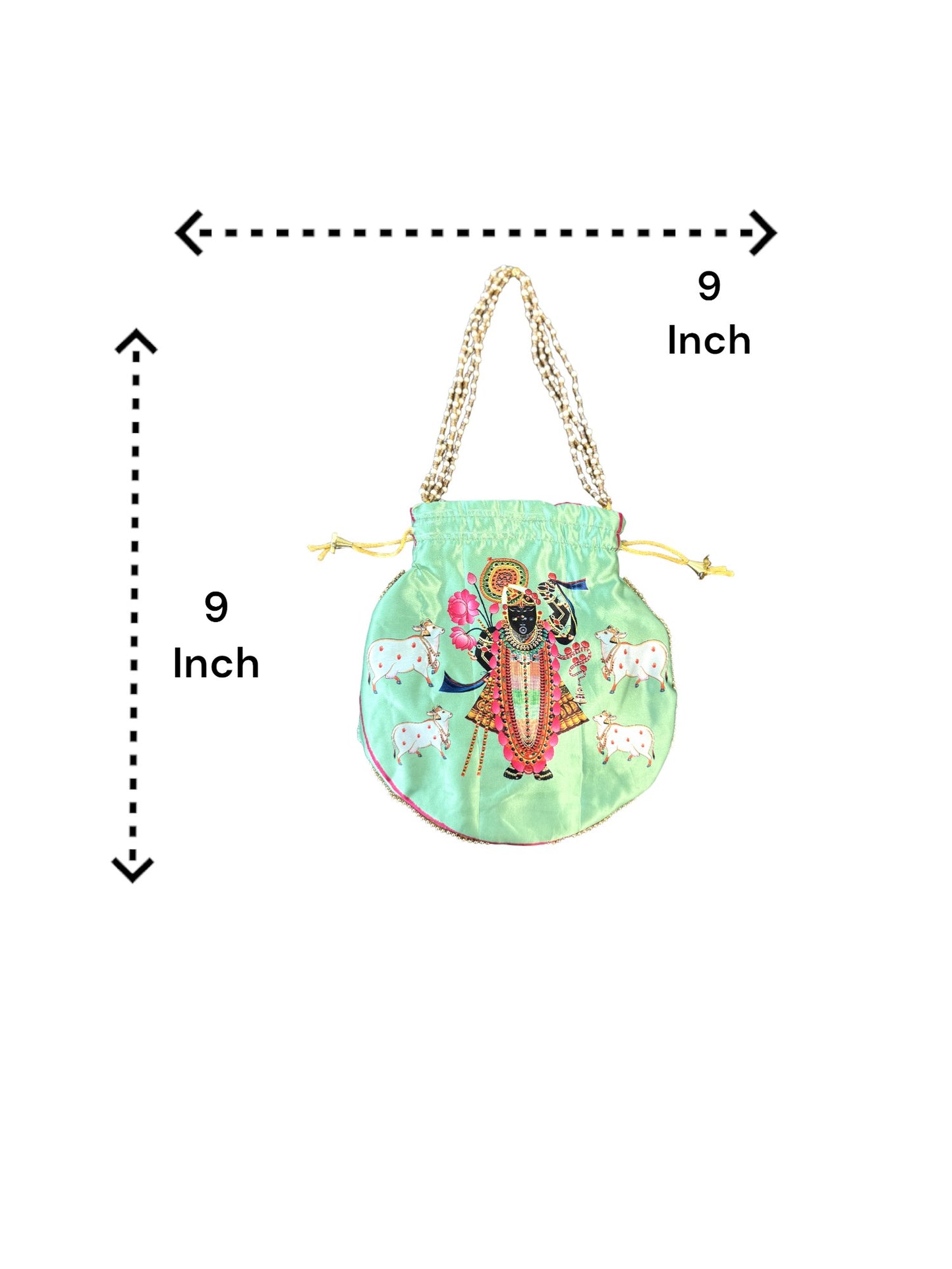 Pichwai Potli Bags with Krishna, Set of 3