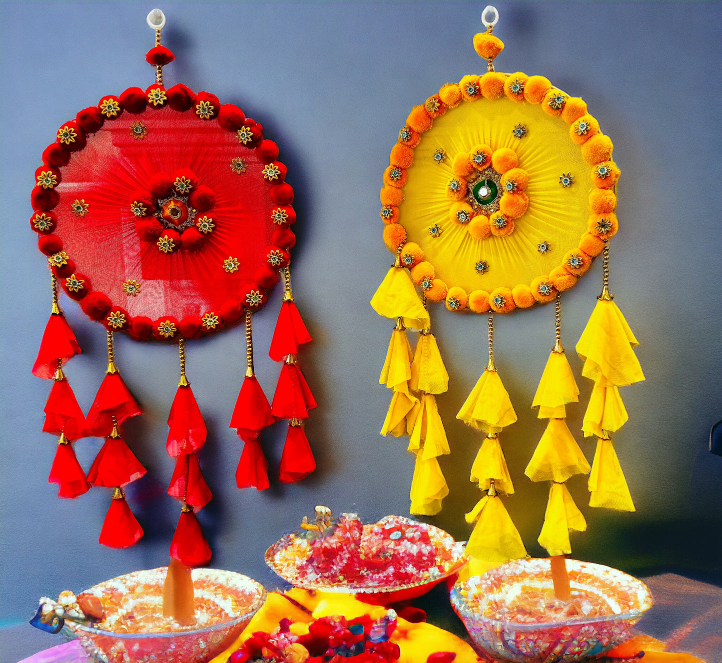 Lari with PomPom Ring & Net Tassels