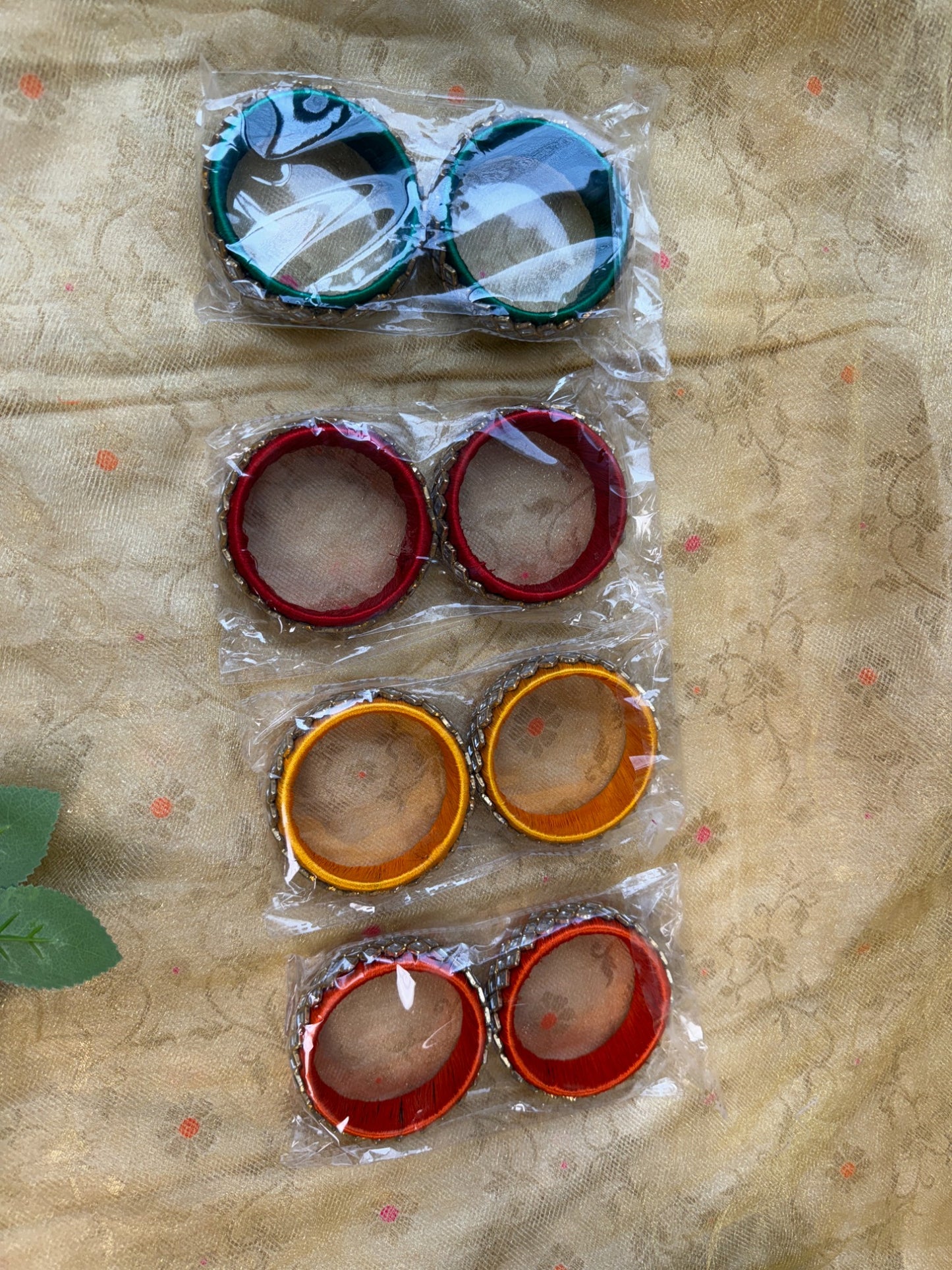 Kundan & Silk Thread Bangle, 5 Pairs