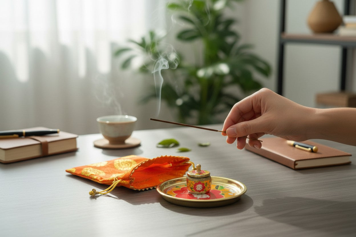 Metal Golden Pichawai Design Plate & Dibbi with Enamel Finish (Assorted)