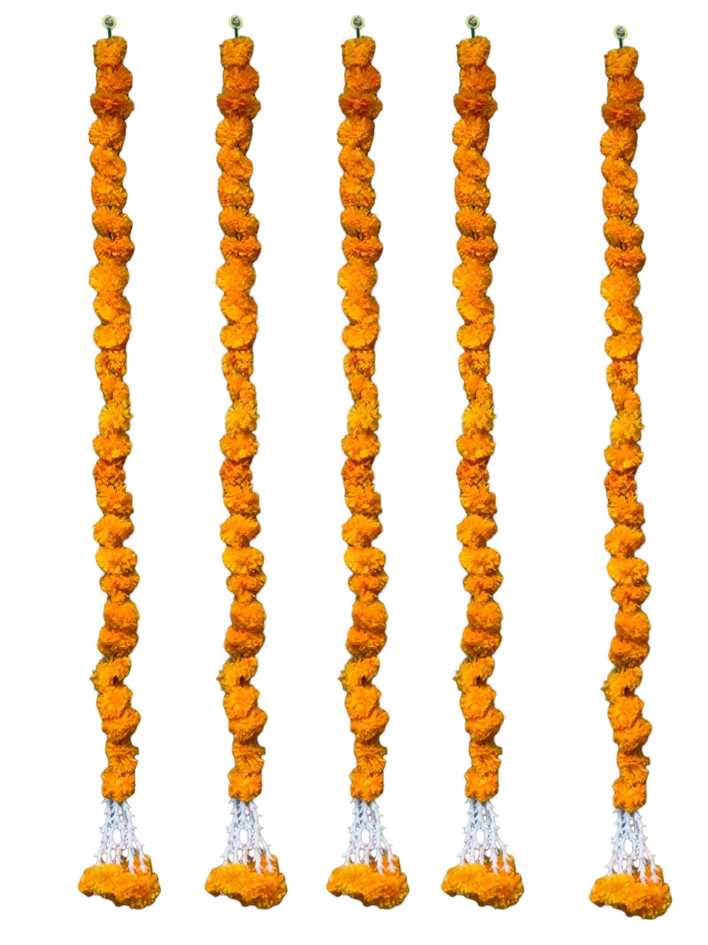 60" Long Artificial Marigold Lari, Set of 5