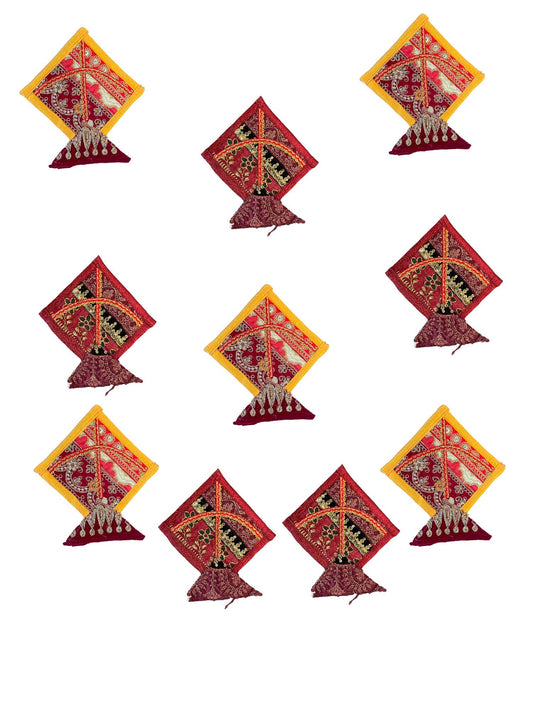 Fabric Kites with Zardozi, Set of 10