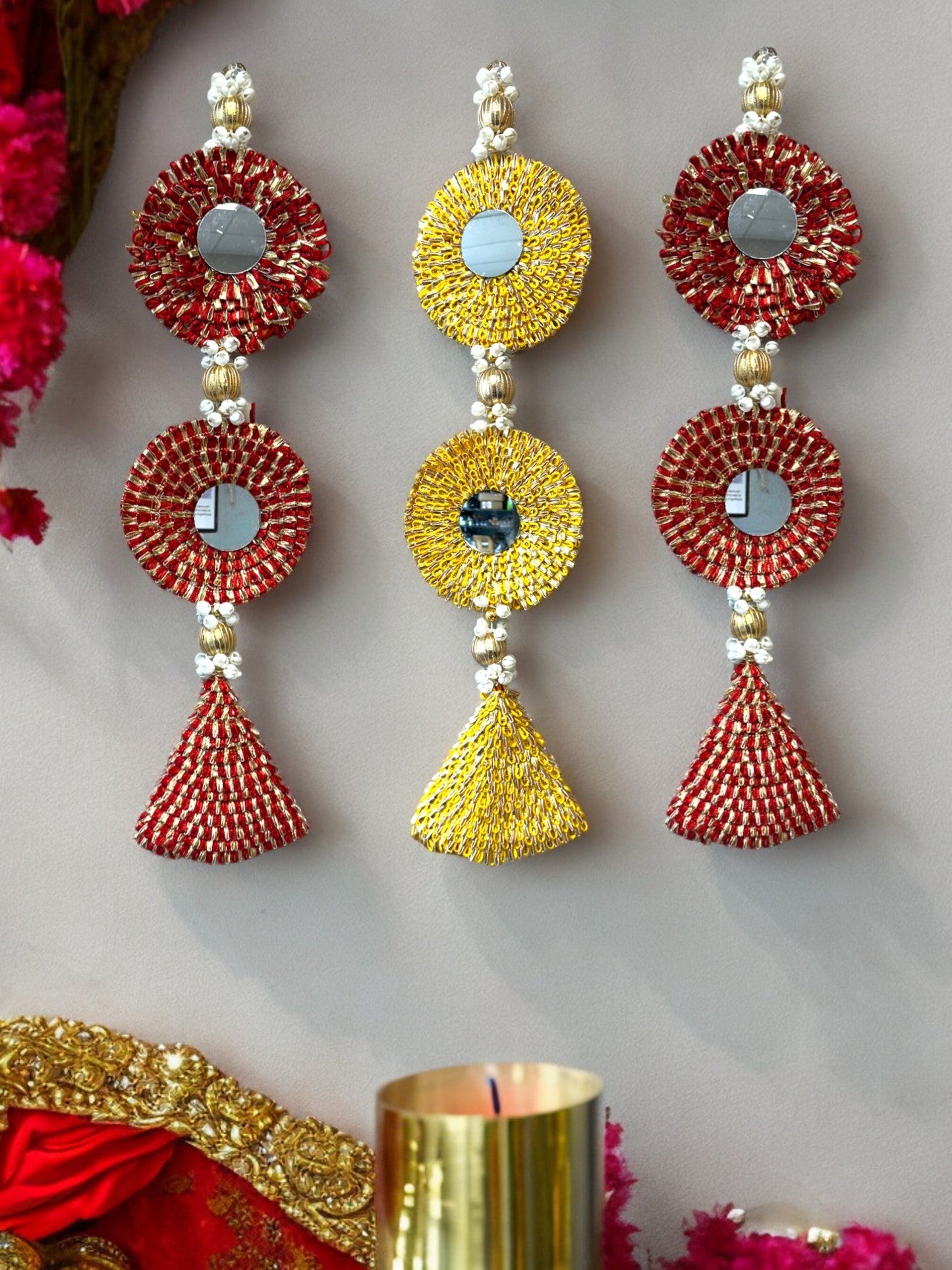 Mirror, Flowers & Bell Lari, Set of 2