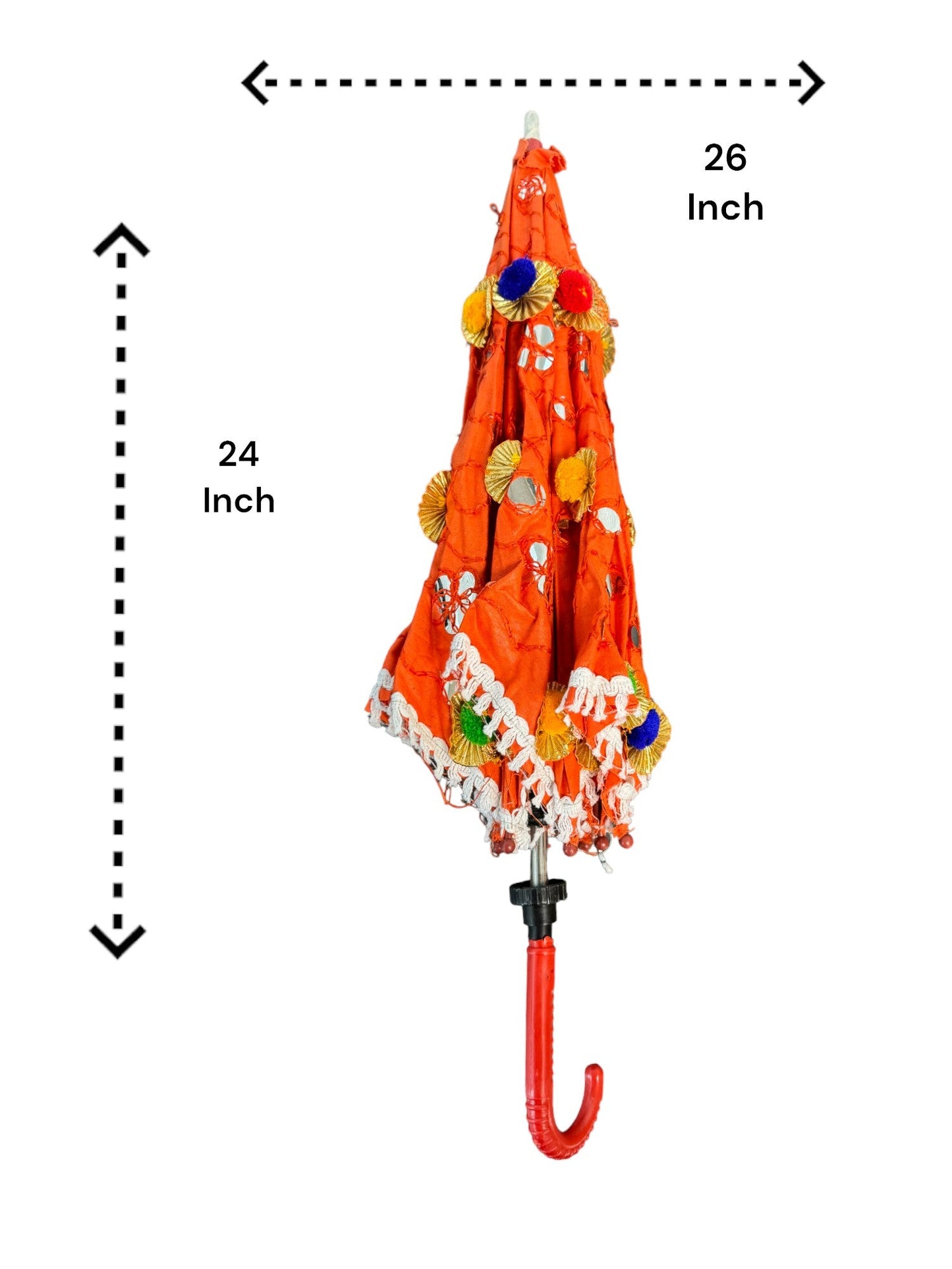 Orange Mirror Work Umbrella