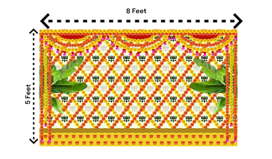 Traditional Indian Backdrop Banner for Diwali, Wedding, Housewarming - 5 x 8 Feet Fabric Backdrop (1015)