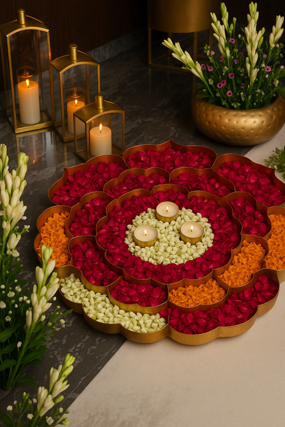 Big Metal Urli Tray with Compartments