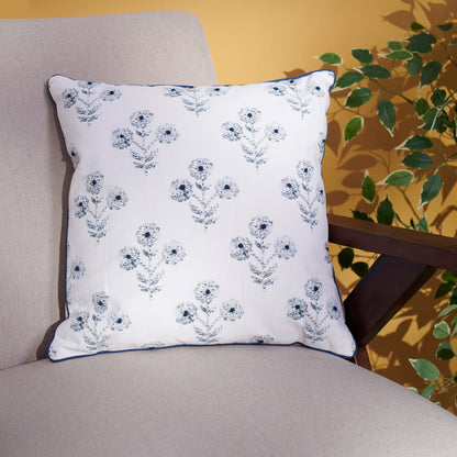 Indigo Floral Cushion Cover with Insert - Set of 2 - 18x18 Inches