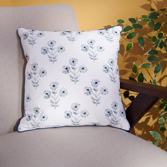 Indigo Floral Cushion Cover with Insert - Set of 2 - 18x18 Inches